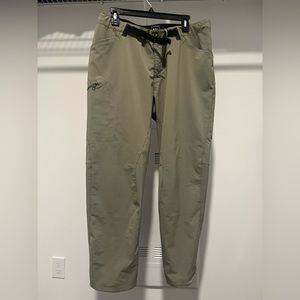 REI Mens Cargo Outdoor Fish Pants Khaki Green L 30L Nylon Breathable Hiking